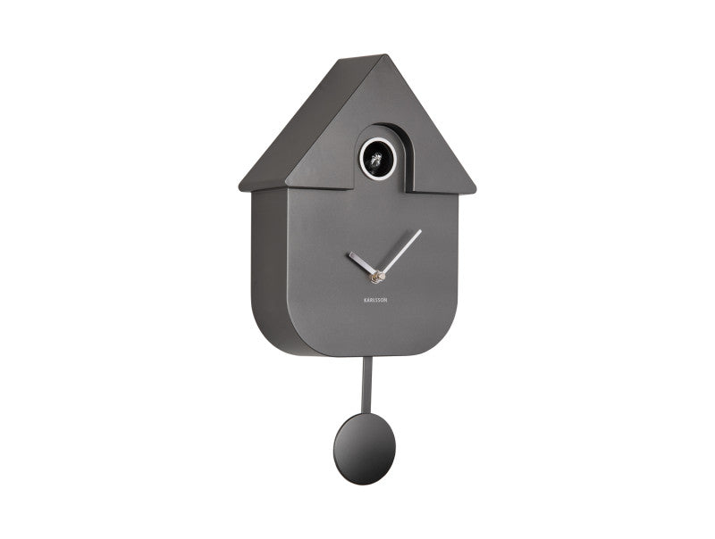 Metallic Grey and Silver, Modern Cuckoo Wall Clock - by Karlsson