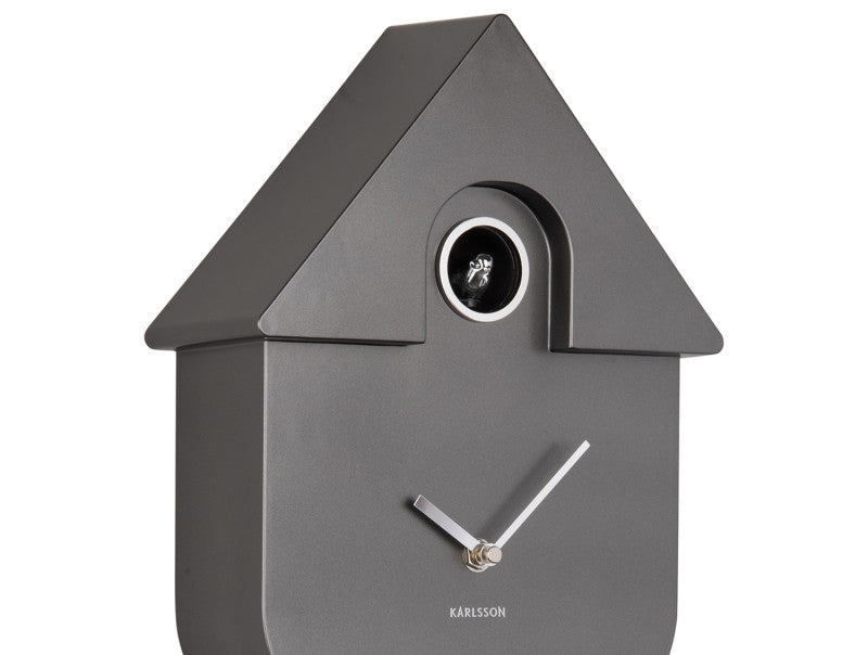 Metallic Grey and Silver, Modern Cuckoo Wall Clock - by Karlsson