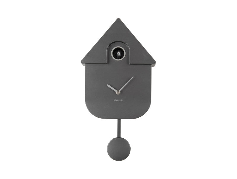 Metallic Grey and Silver, Modern Cuckoo Wall Clock - by Karlsson