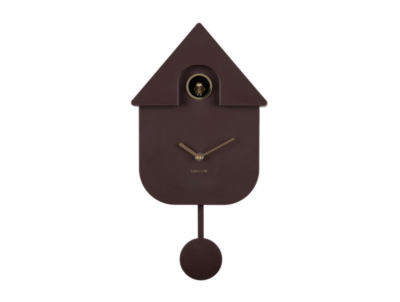 Dark Brown and Metallic Gold, Modern Cuckoo Wall Clock - Oro by Karlsson