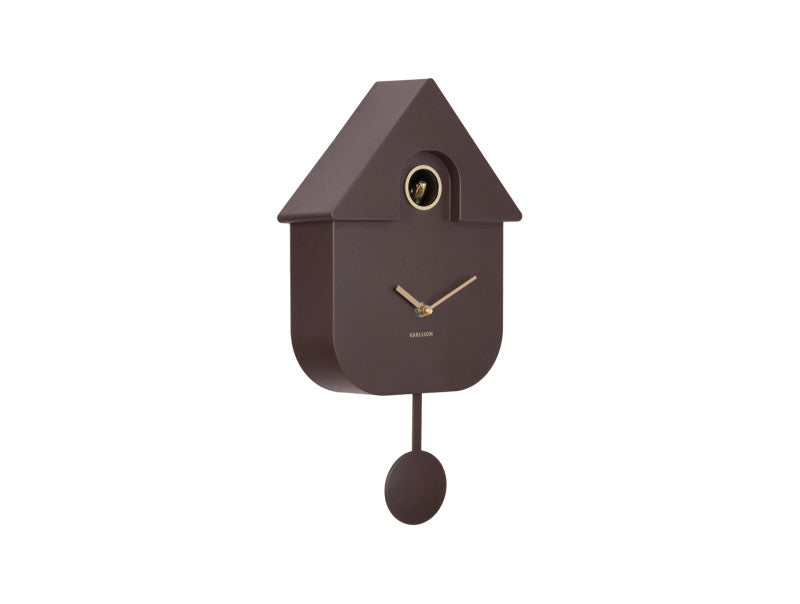 Dark Brown and Metallic Gold, Modern Cuckoo Wall Clock - Oro by Karlsson