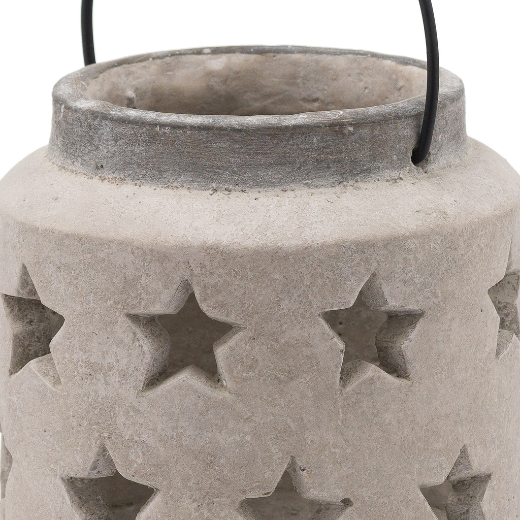 Ceramic, Stone Effect, Star Candle Lantern, 19cm