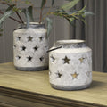 Ceramic, Stone Effect, Star Candle Lantern, 19cm