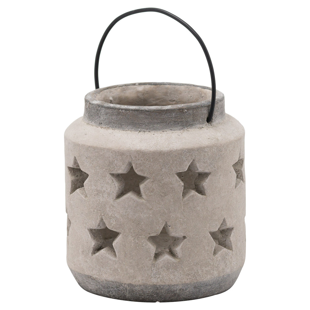 Ceramic, Stone Effect, Star Candle Lantern, 19cm