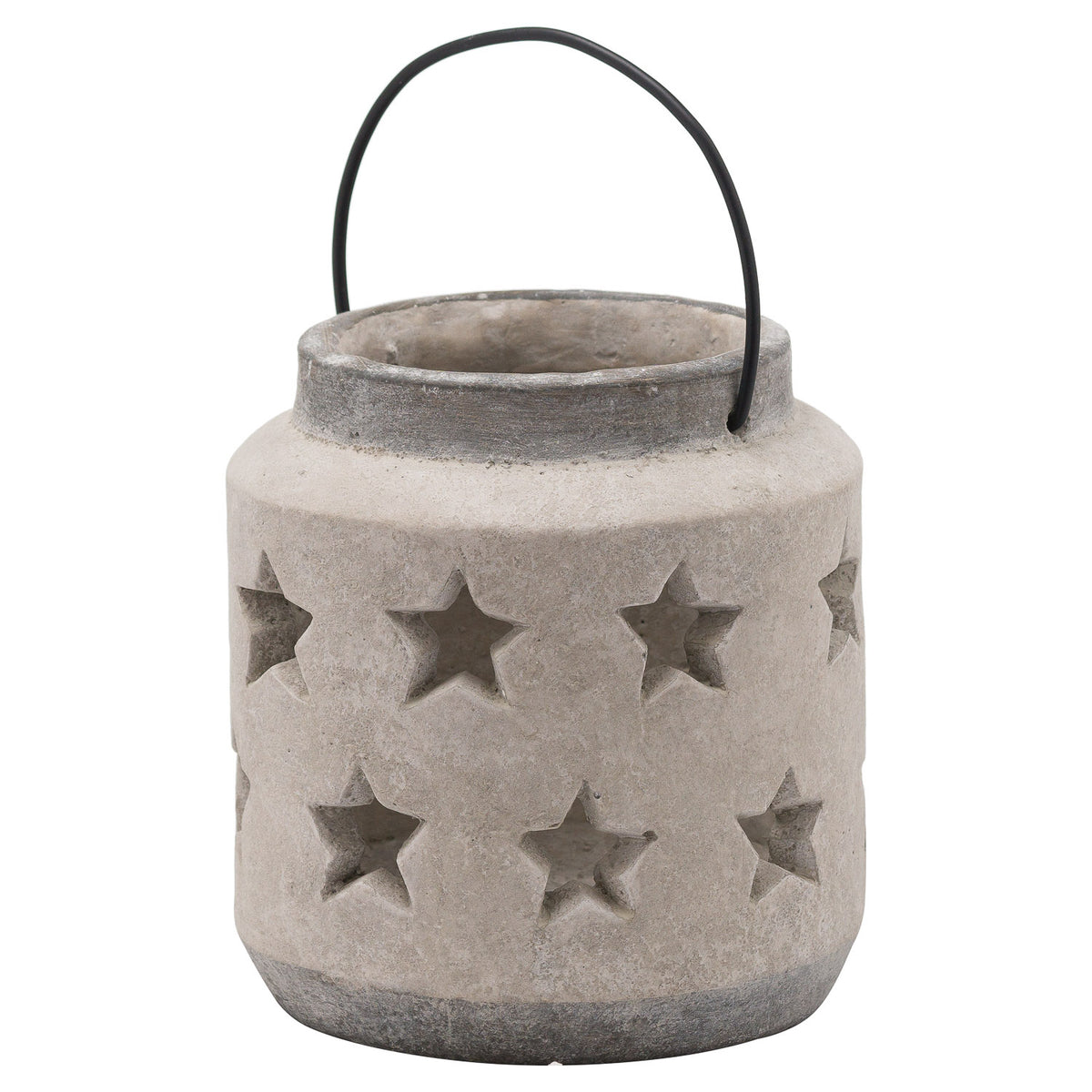 Ceramic, Stone Effect, Star Candle Lantern, 19cm