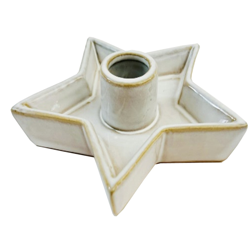Neutral Ceramic Star Candle Holder