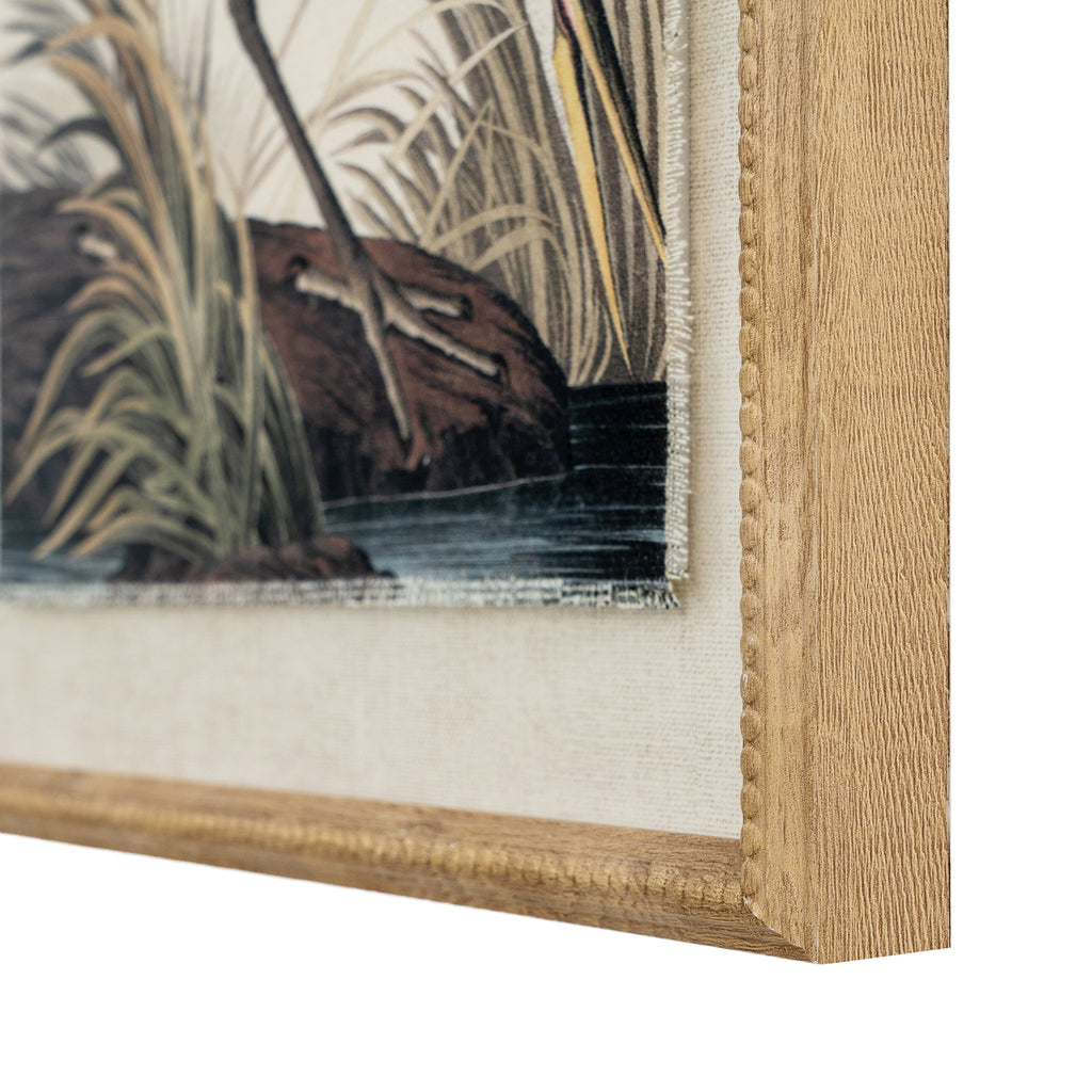 Heron On Linen In Beaded Frame, Wall Art