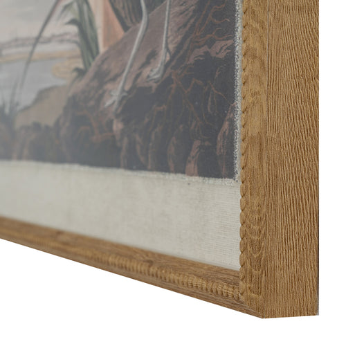 "Curlews On Linen" In Beaded Frame, Wall Art