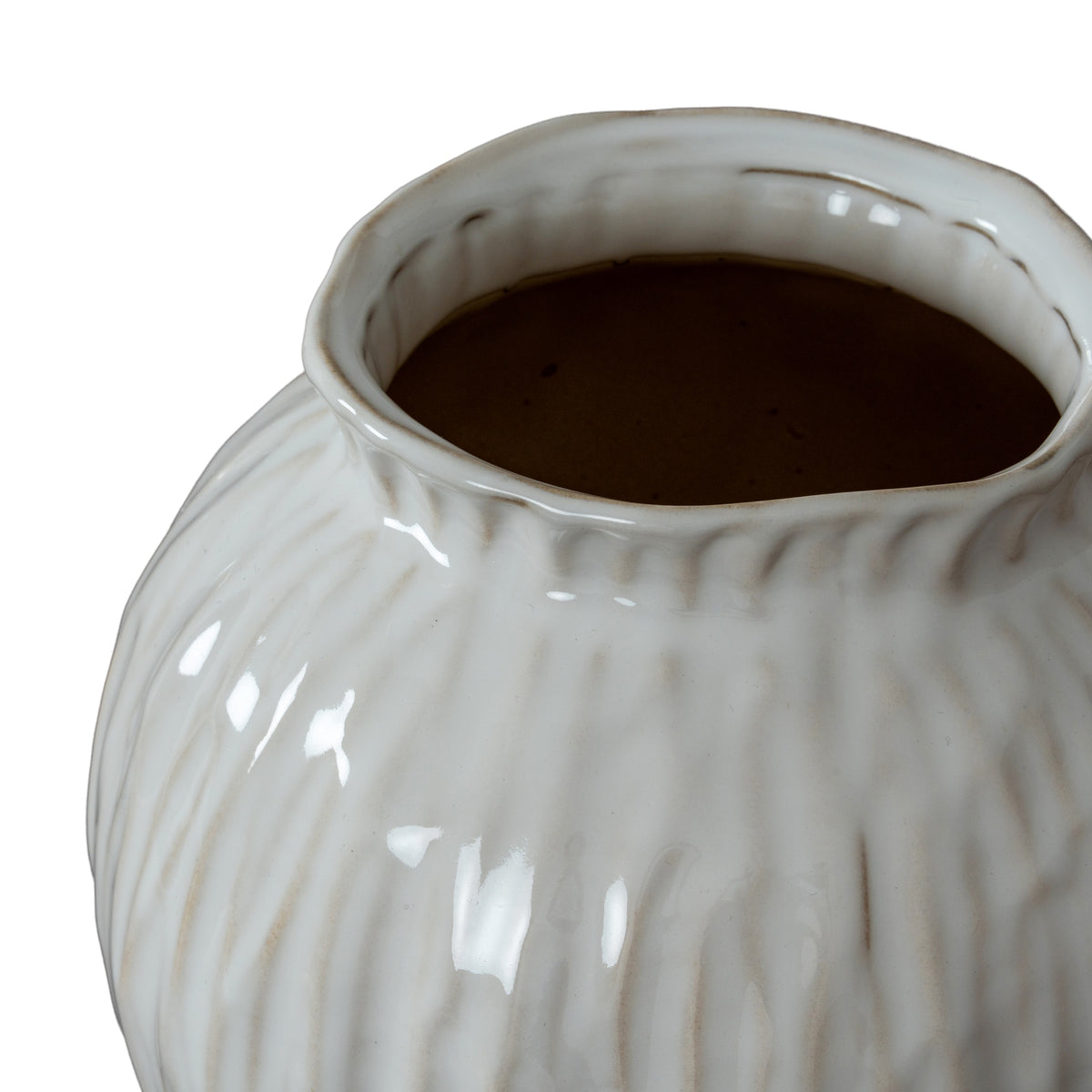 White Ceramic, Numa Round Vase