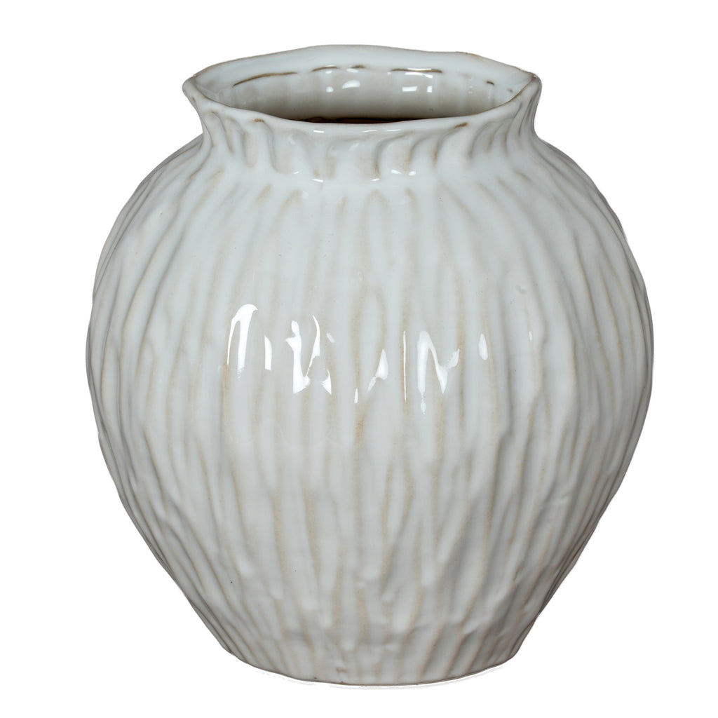 White Ceramic, Numa Round Vase