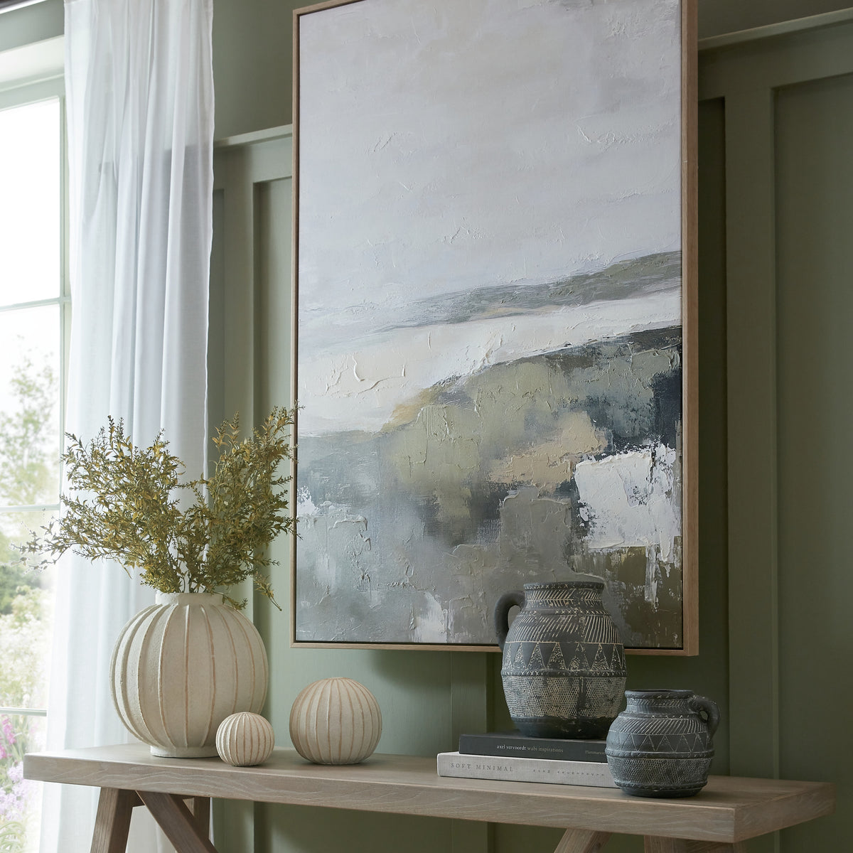 Large White Ceramic, Grove Globe Vase, 30cm