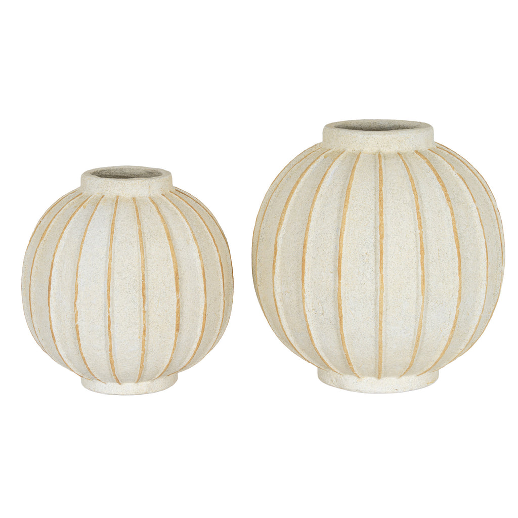 Medium White Ceramic, Grove Globe Vase, 25cm