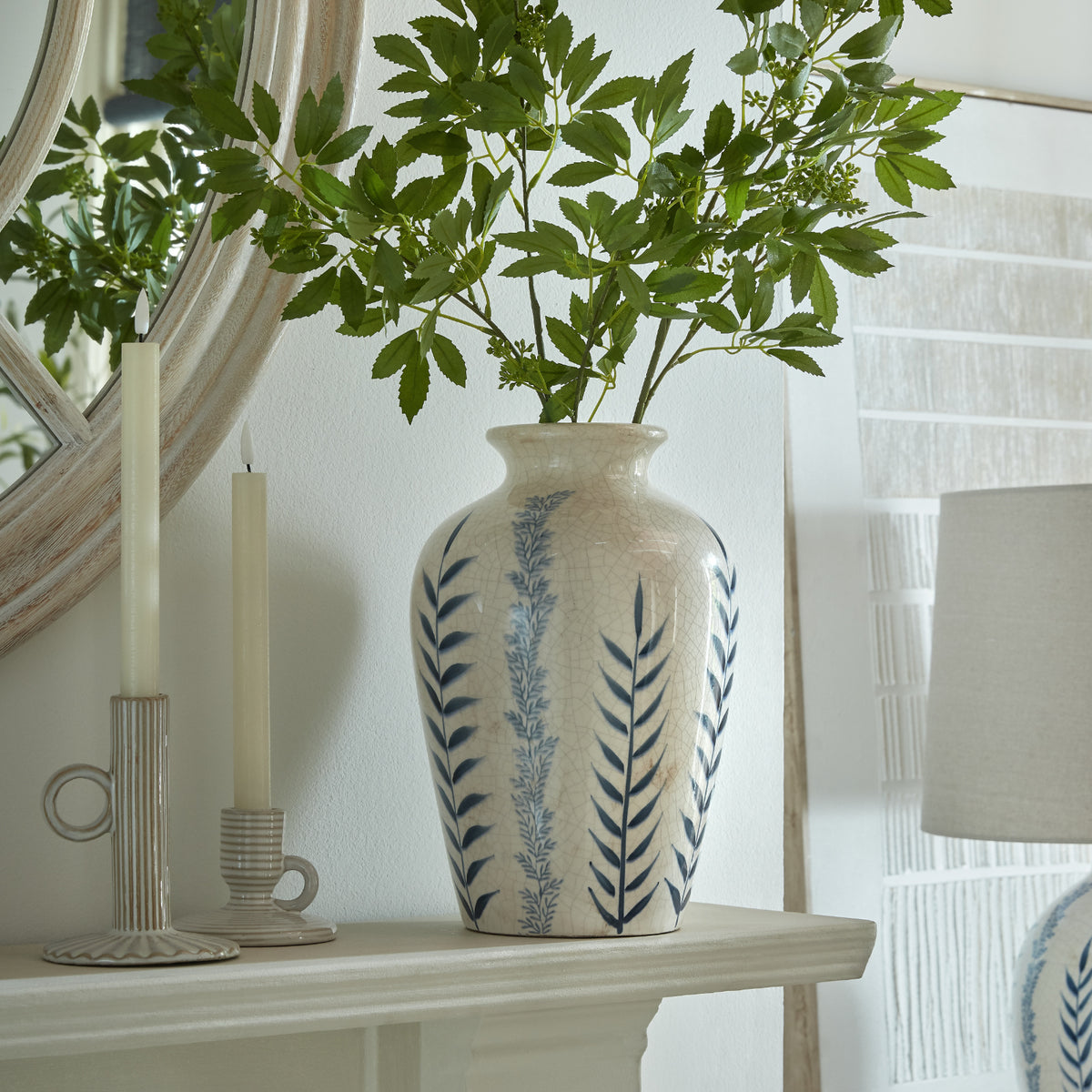 Blue Flora Juniper Ceramic Vase