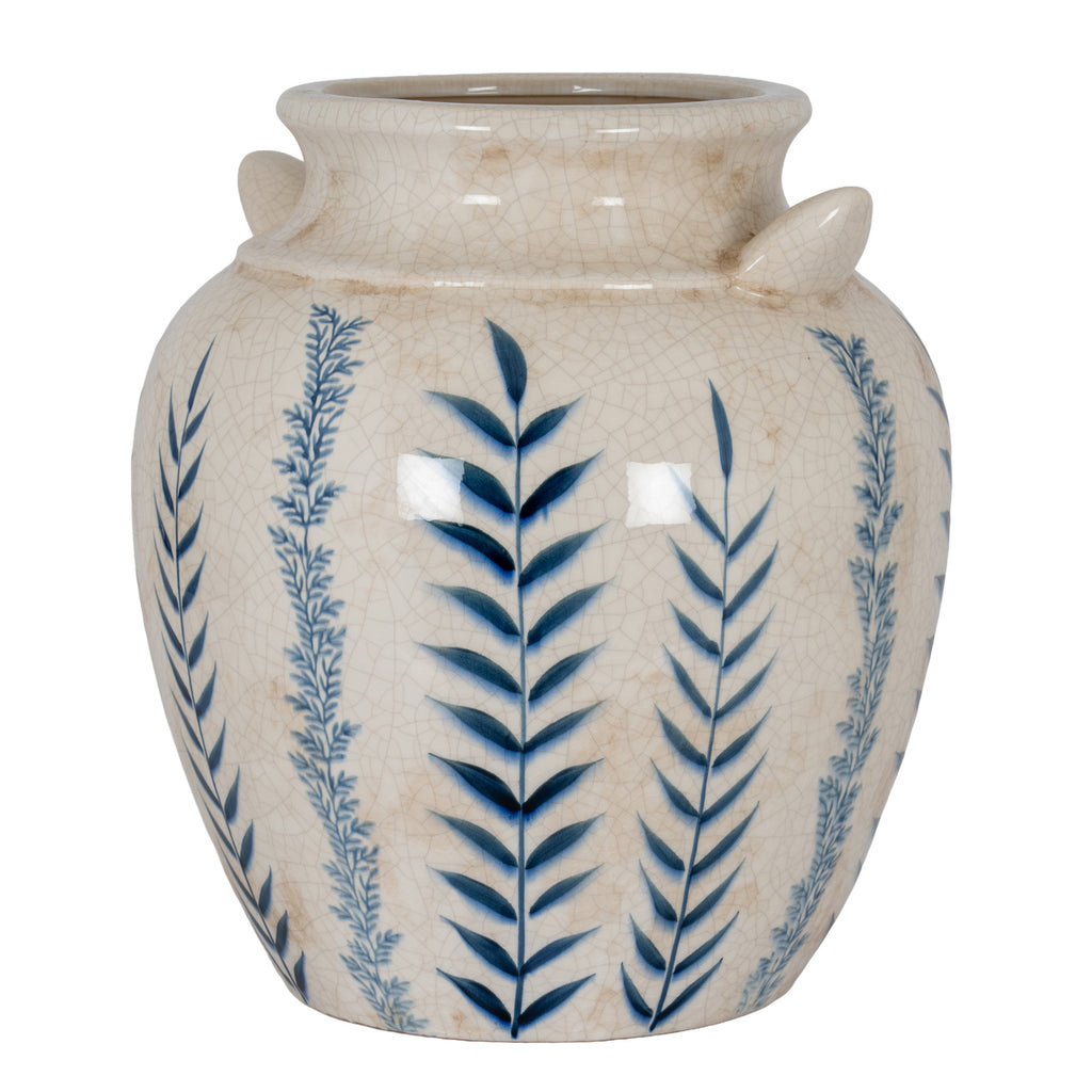 Ceramic Blue Flora Amphora Vase