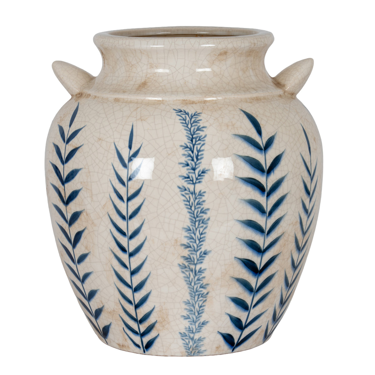 Ceramic Blue Flora Amphora Vase