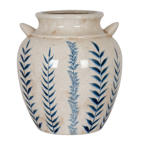 Ceramic Blue Flora Amphora Vase