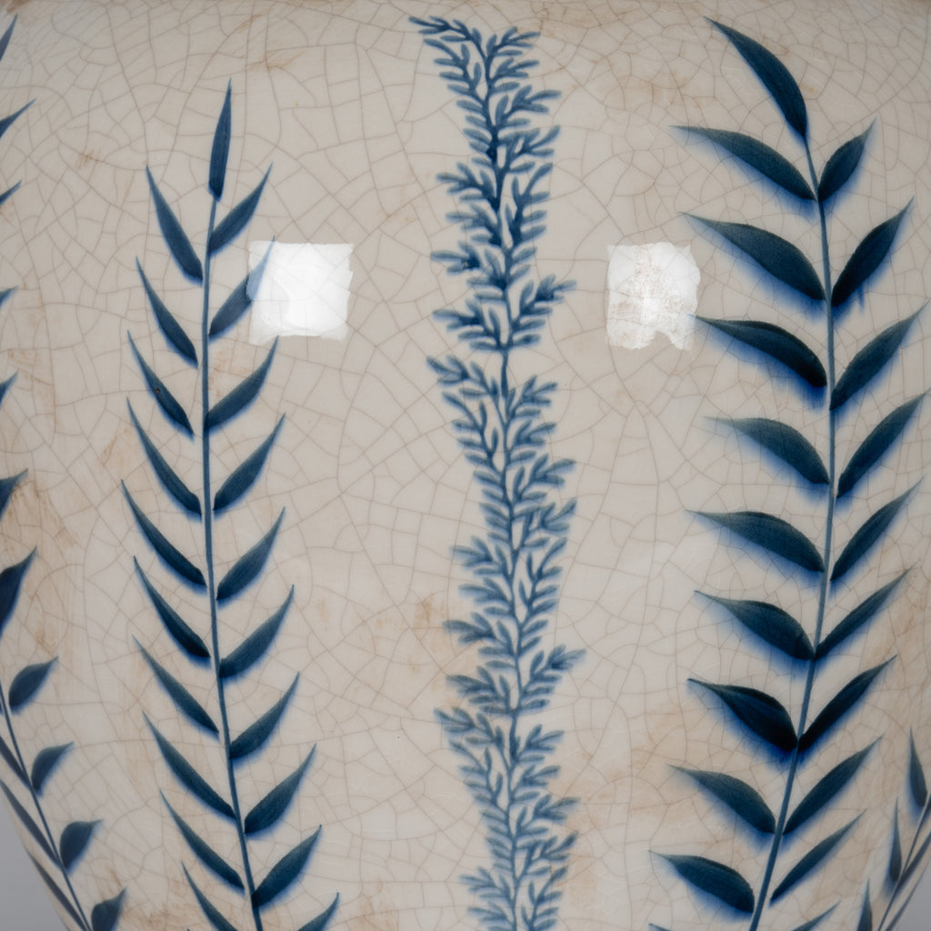 Ceramic Blue Flora Amphora Vase