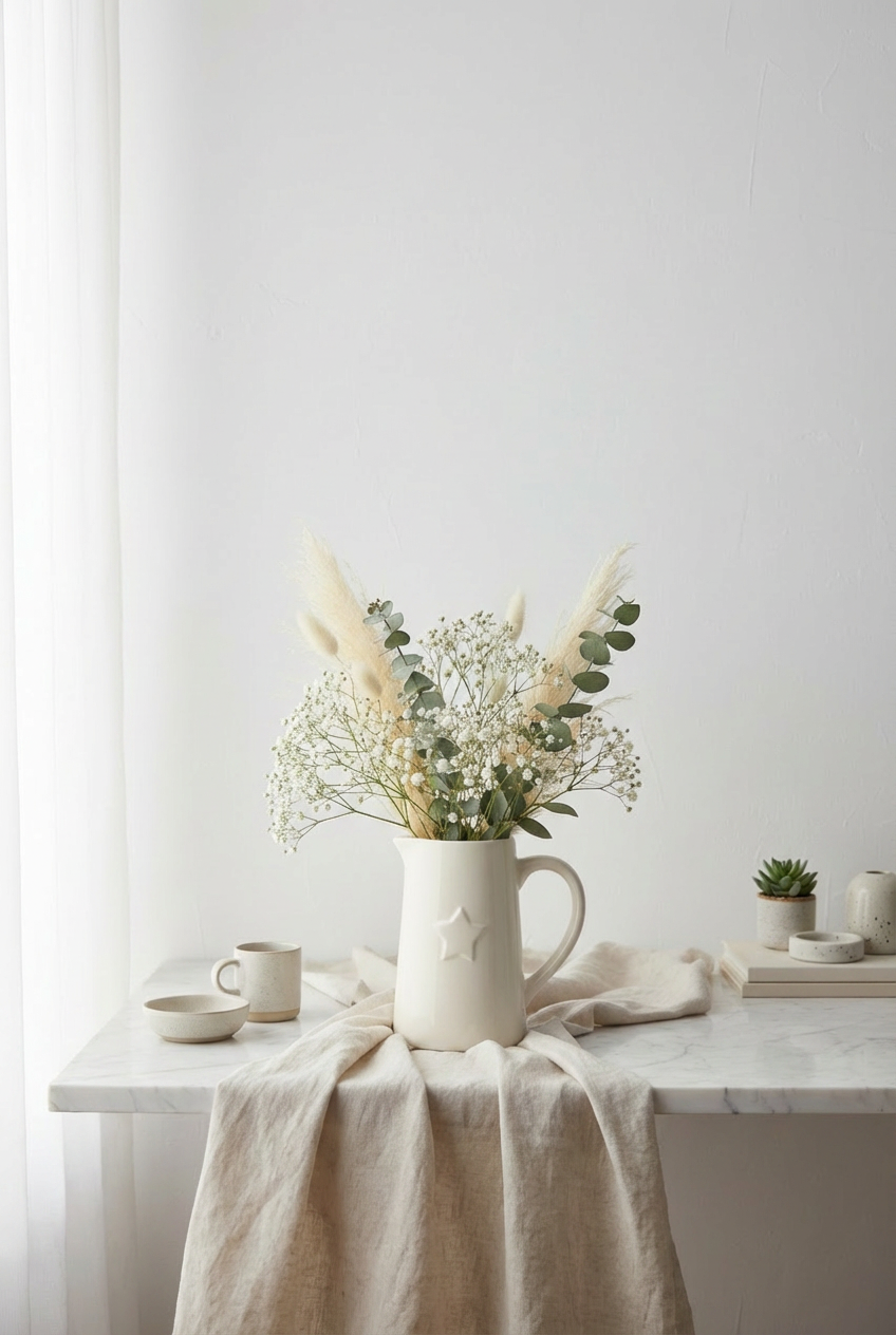 Ceramic White Jug with Star