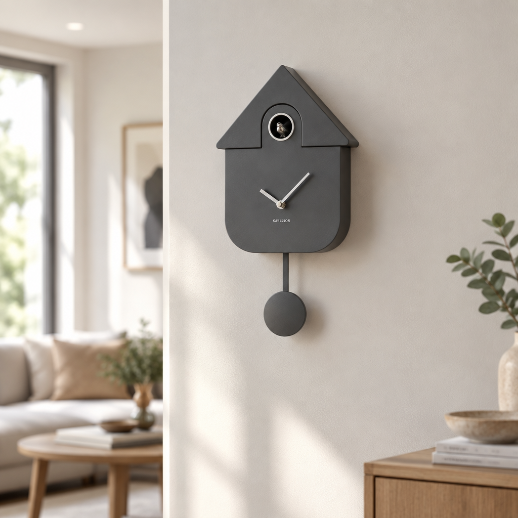 Cuckoo clock on a modern home wall