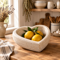 Heart-shaped stone bowl in a cottage style kitchen