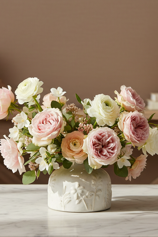 Pippa Vase styled with elegant floral arrangement