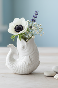 White Fish Vase Small in delicate coastal setting